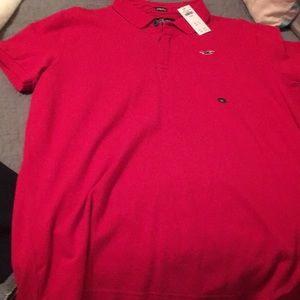 Red Hollister collar short sleeve shirt